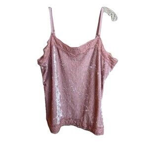 Junior No Boundaries Y2K Pale Pink Blush Fairy Velvet Lace Cami Tank Size XL